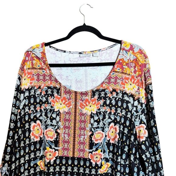 Avenue Midi Dress Womens 22 24 Multicolor Boho Artsy Art To Wear Scoop Stretch - Picture 2 of 9